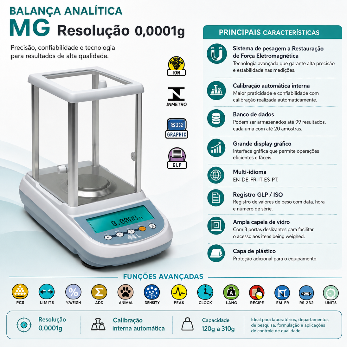 Balança Analítica M5-M BEL – tela touchscreen