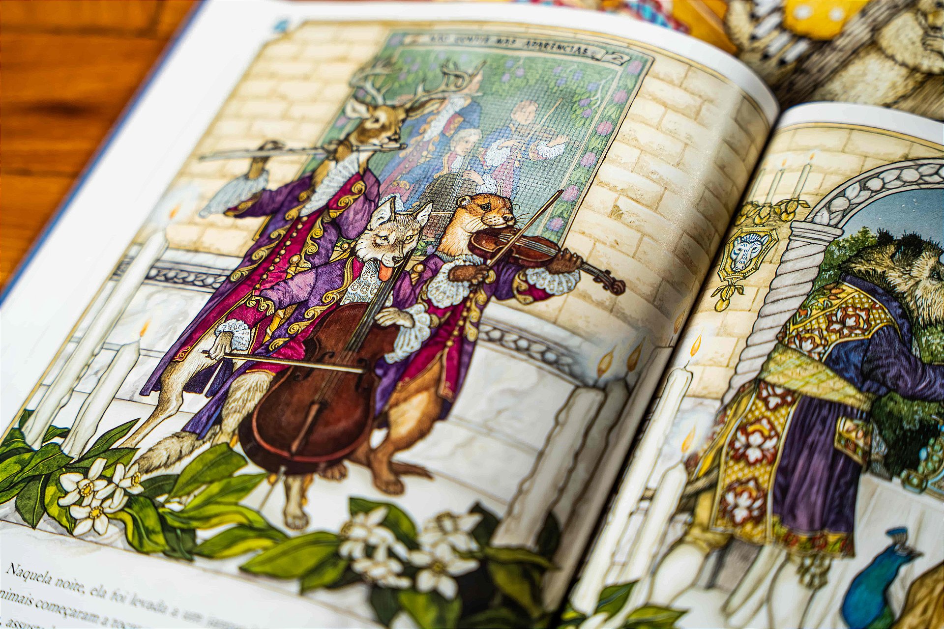 Outra página ilustrada do livro A Bela e a Fera