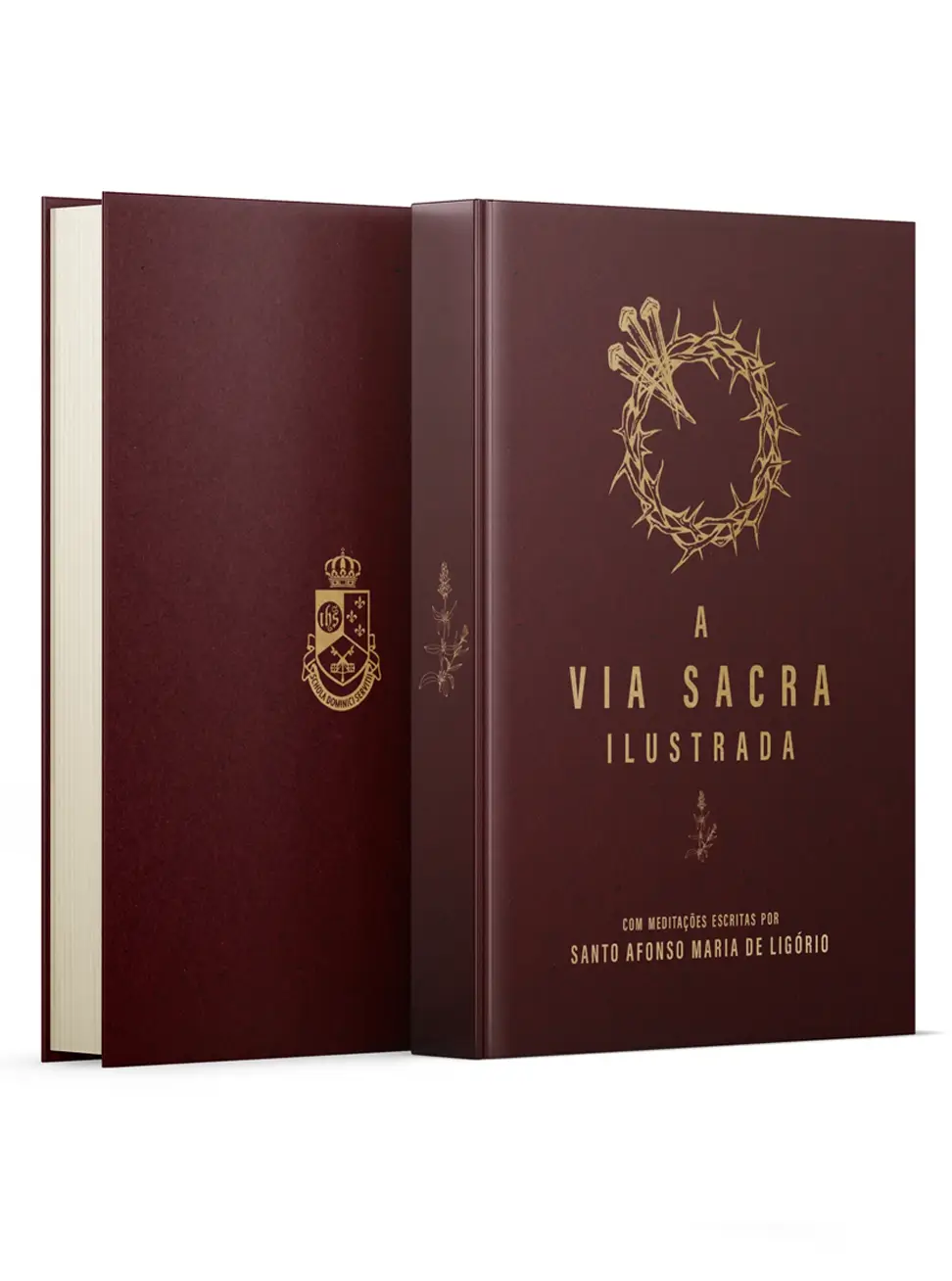 mockup com dois livros mostrando a contra-capa e capa do livro A Via Sacra Ilustrada