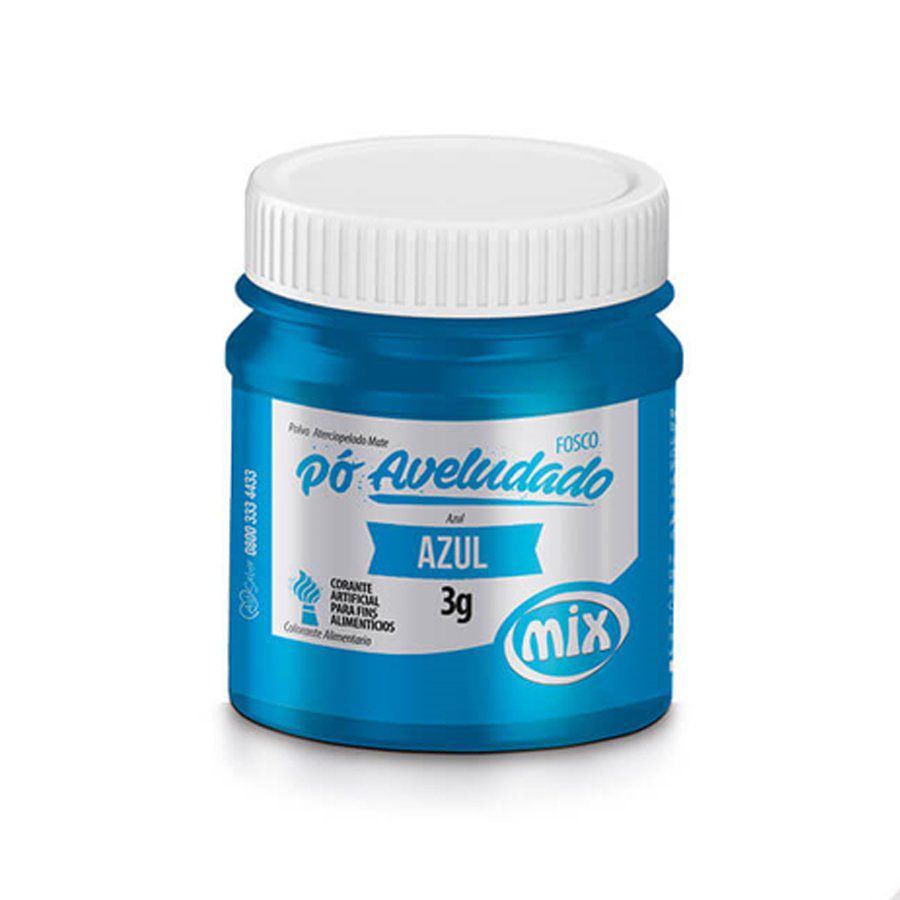 Corante em Pó Alimentício Aveludado Fosco 3g - Azul - Mix - Rizzo