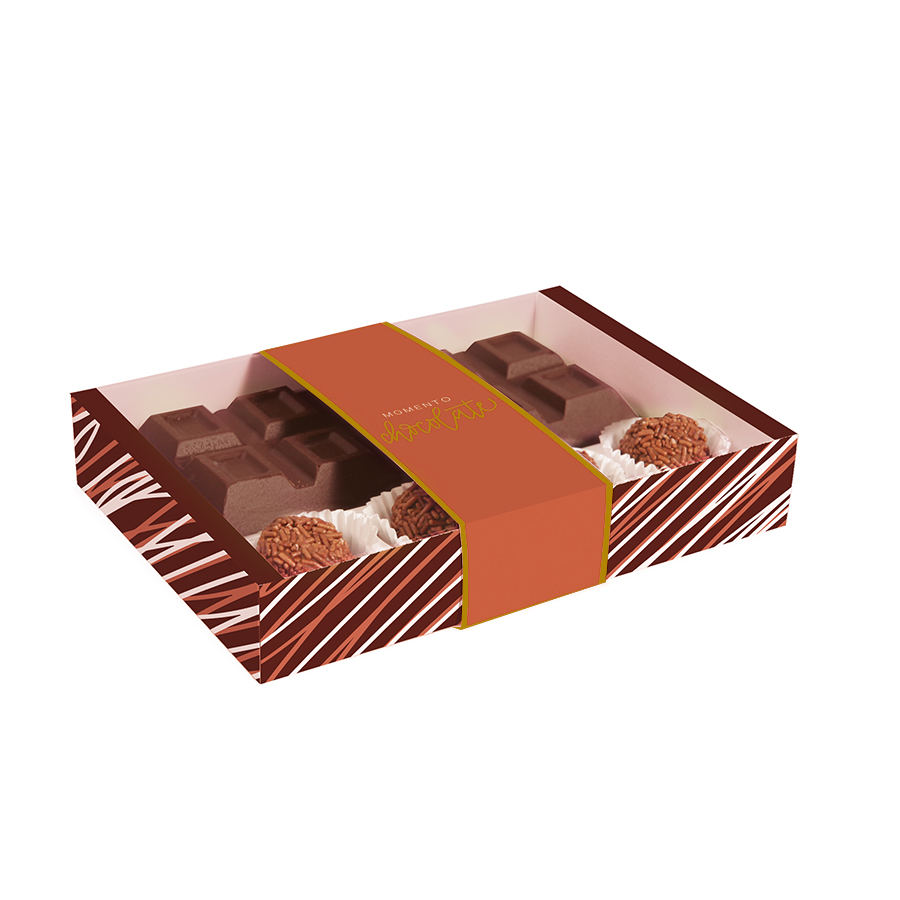 Caixa Tablete 300g com Docinhos Tons de Chocolate 17,5x13x3,2cm