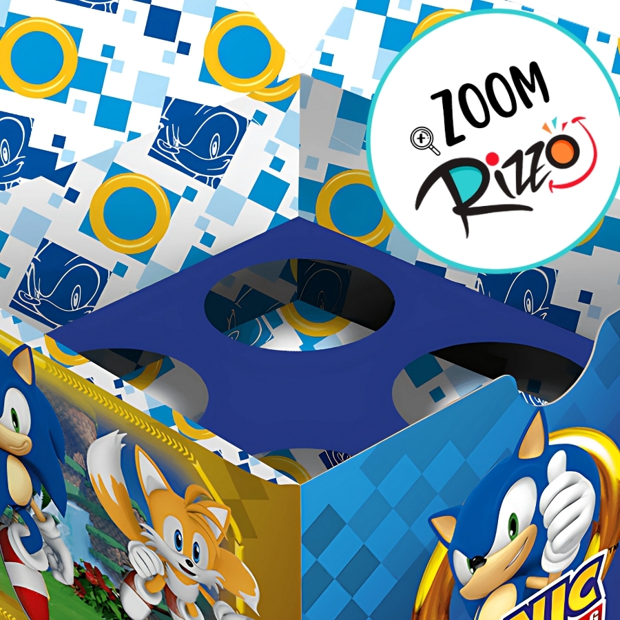 Caixa 4 Doces Quadrada - Sonic - 6x7,5x7,5cm - 10 unidades