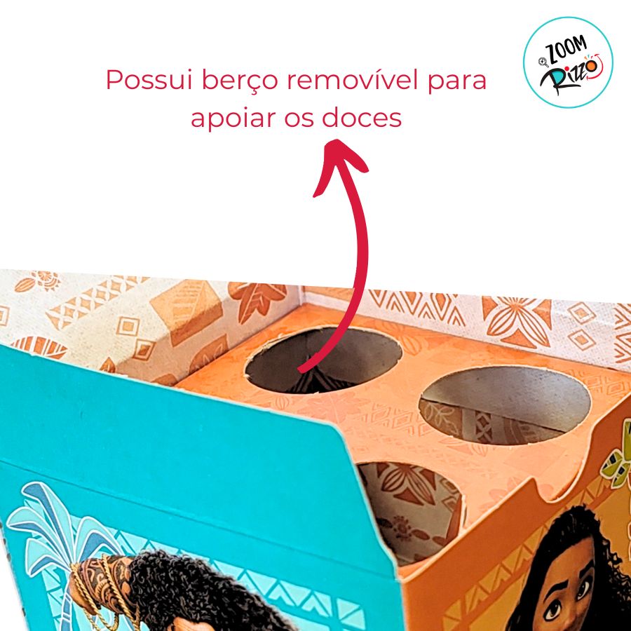 Caixa 4 Doces Quadrada - Moana - 6x7,5x7,5cm - 10 unidades