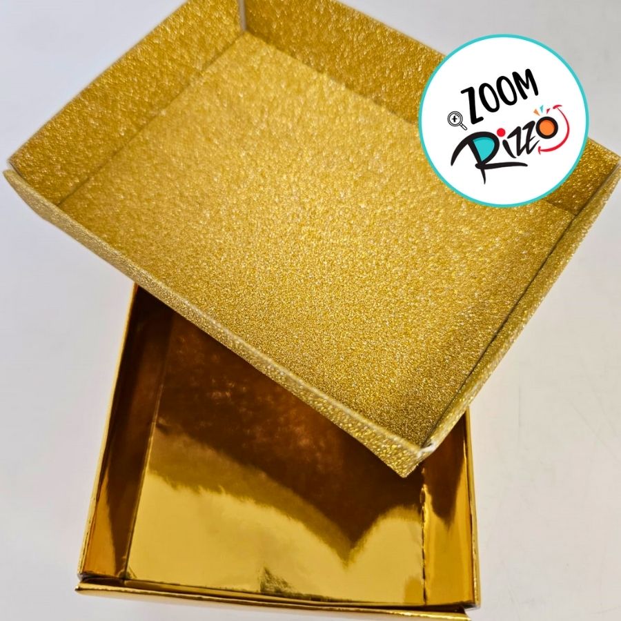 Caixa Dourada Retângular Com Glitter - 4x9,5x6,5cm - 12 unidades