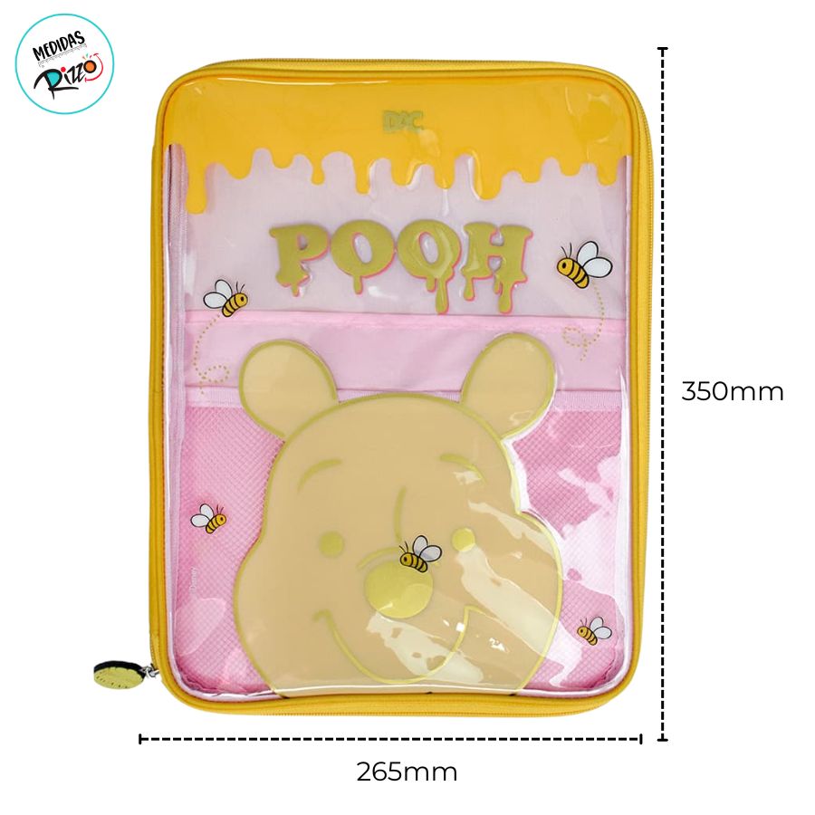 Pasta Universitária com Zíper - Ursinho Pooh Amarelo - 35x26cm