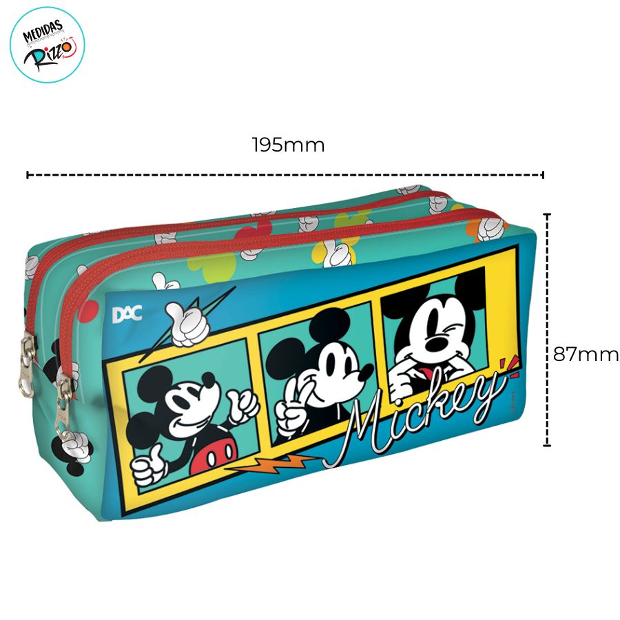 Estojo Duplo com Zíper - Mickey Mouse - 19x8cm - Disney Original