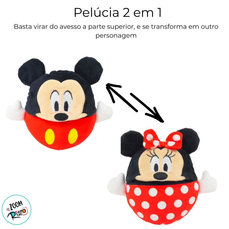 Pelúcia Dupla Face - Mickey e Minnie - 15cm - Disney Original - 1