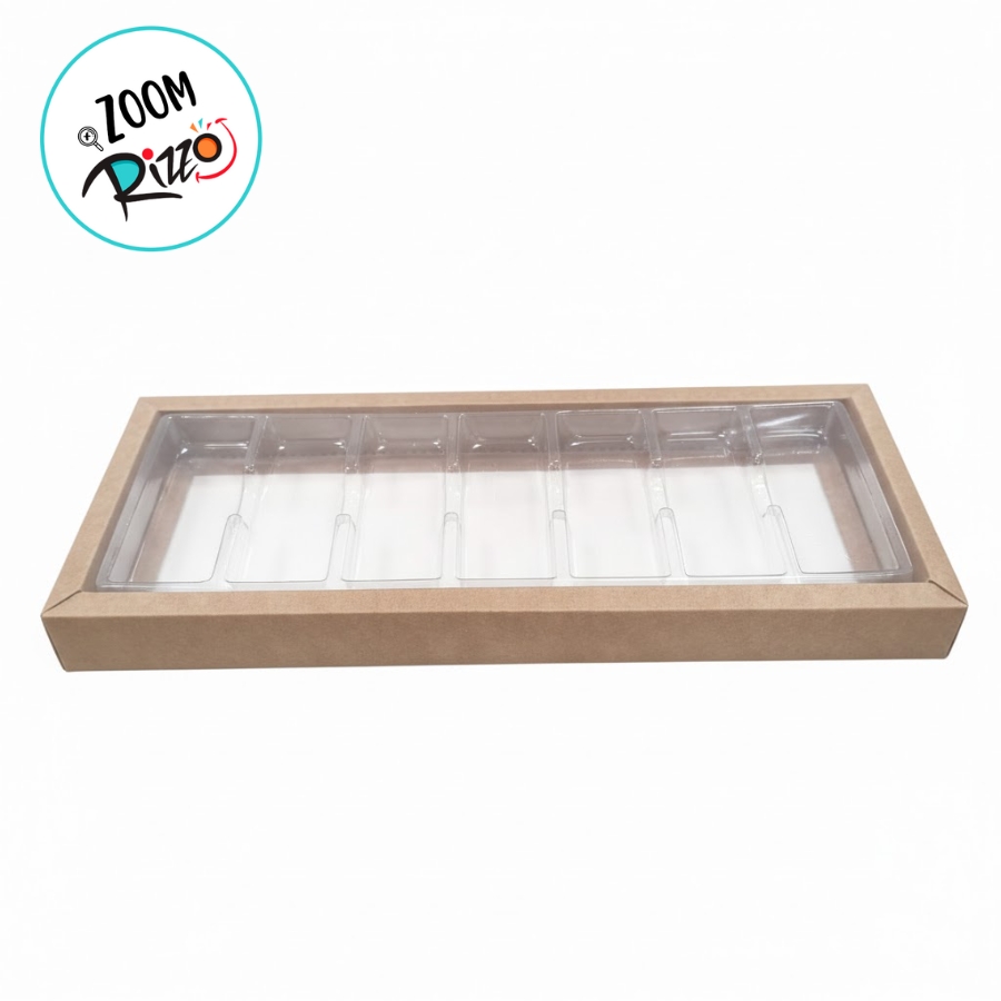 Caixa Para Tablet de Chocolate - 7 Cavidades - Kraft - 26,5x10x2cm Caixa Para Tablet de Chocolate - 7 Cavidades - Kraft - 26,5x10x2cm