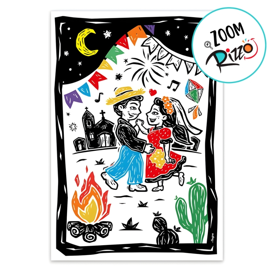 Cartaz Decorativo - Cordel de São João - 31x45cm - 2 unidades