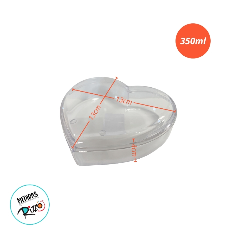 Caixa Acrílica Coração Transparente - Cristal - 13x13x4cm - 350ml
