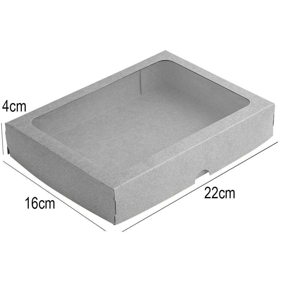 Caixa de Papel com Visor S5 (16cm x 22cm x 4cm) Kraft 10 unidades