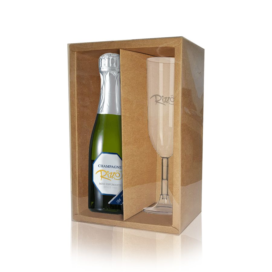 Caixa Mini Champanhe e Taça (20,5cm x 13cm x 6cm) Kraft 5 unidades
