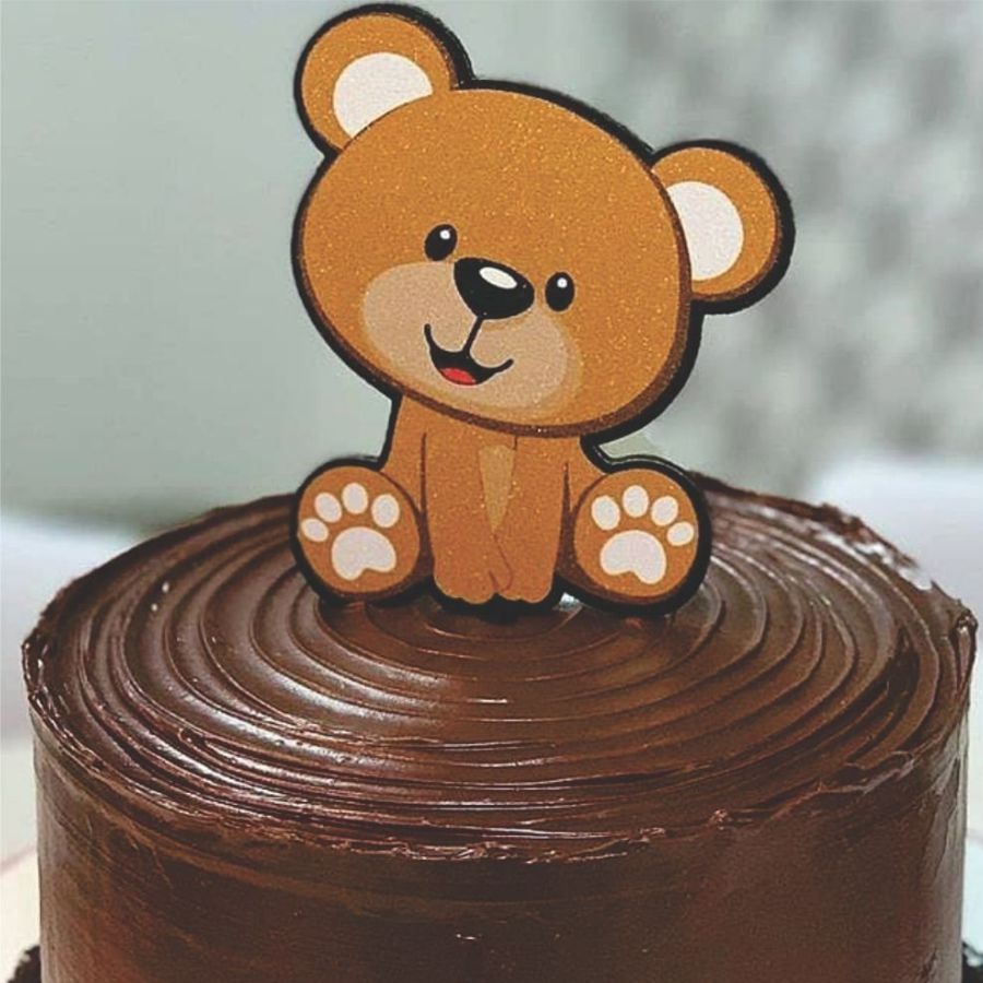 Topo de Bolo Ursinho Glitter Sonho Fino Rizzo Confeitaria