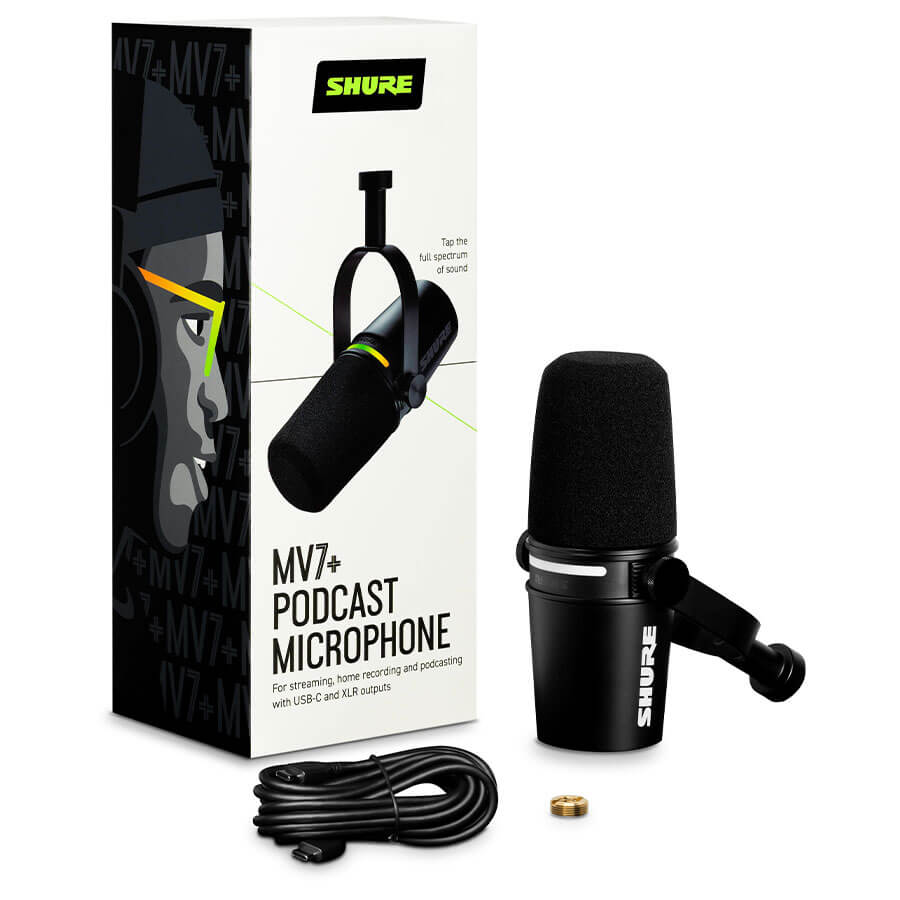 Microfone Shure MV7+ Plus Podcast - Broadcast Video SP