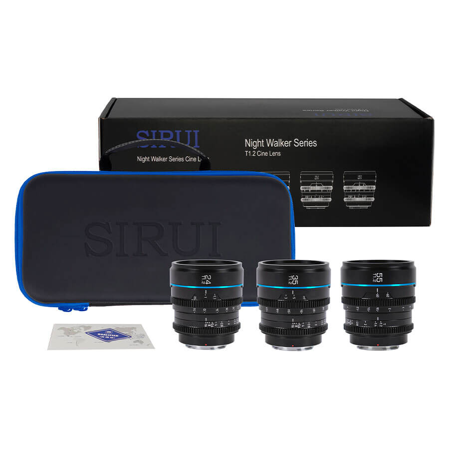 超美品 SIRUI Night Walker 24/35/55 Sony E Kit de Lentes Sirui Night Walker 24mm, 35mm, 55mm T1.2 S35 E-Mount