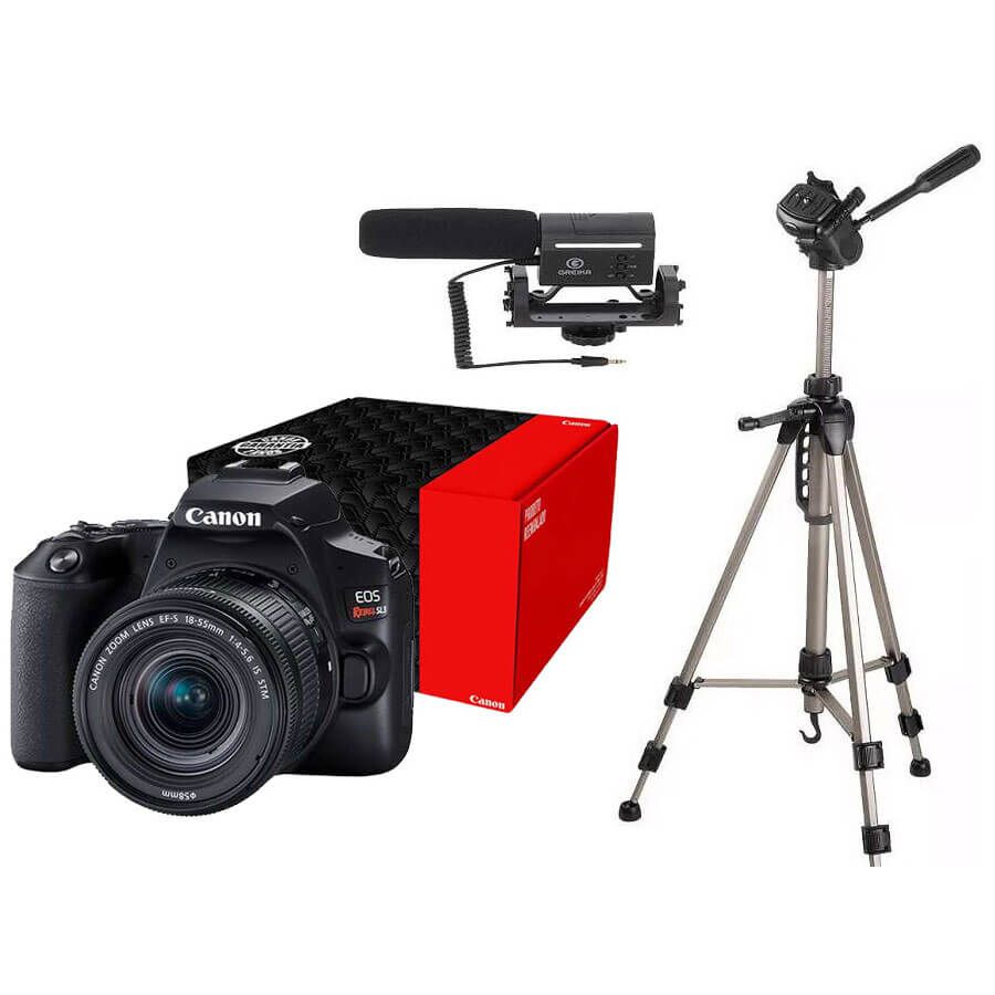 Combo Câmera Canon EOS Youtuber SL3 com Microfone e Tripé - Broadcast Video  SP