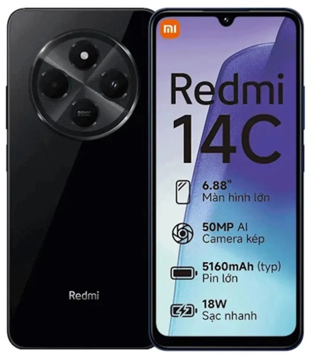 スマートフォン本体 Redmi 14C Midnight Black 8GB/256GB Smartphone Redmi 14C 8GB RAM 256GB ROM Midnight Black (Preto