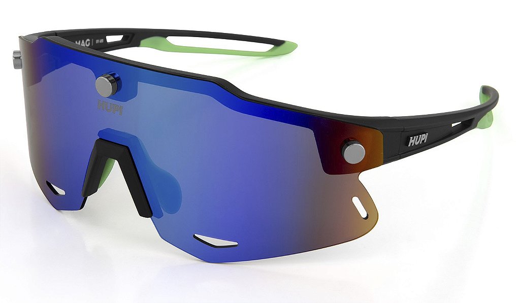 OCULOS DE SOL HUPIMAGNETIC PRETO LENTE AZUL ESPELHADO - Runfor