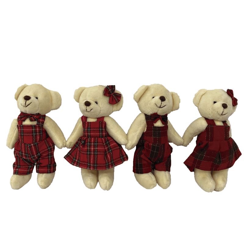 Urso Xadrez Tocando Tambor Vermelho 40cm - Natal da 25