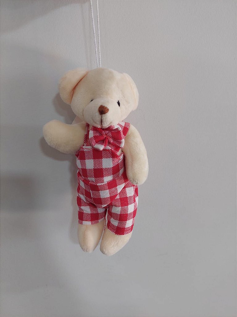 Urso Xadrez Tocando Tambor Vermelho 40cm - Natal da 25