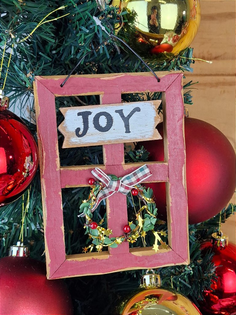 Quadro Decorativo Natal Joy Madeira 15cm 01un. - Mania de Laço Festas