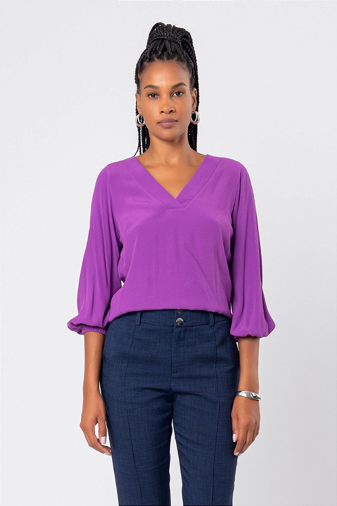 ALL SIDE BLUSA MANGA ROXO VANESSA All Side Store Moda que Exalta a potencia feminina todos os dias o Ano inteiro