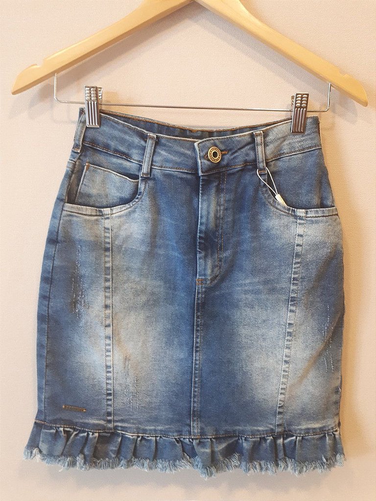 fotos de saia jeans com babado