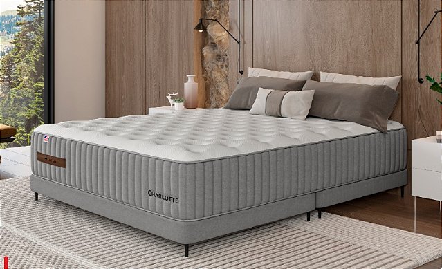 Colchão com Box Charlotte Plush Me HSS King 193x203 cm – colchão de 28 cm