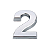 Número "2" em Abs Cromado 5cm Prateado - Imagem 1