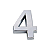 Número "4" em Abs Cromado 5cm Prateado - Imagem 1
