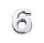 Número "6" em Abs Cromado 5cm Prateado - Imagem 1