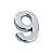 Número "9" em Abs Cromado 5cm Prateado - Imagem 1