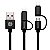 CABO USB X LIGHTNING IPHONE + MICRO USB ANDROID 1,20 METROS PRETO - Imagem 1