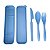Kit Talheres Reutilizável com Estojo Biodegradável Ecológico 4 peças Azul - Imagem 1
