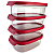 Kit Tupperware Ultra Clear Oval 500ml Transparente e Vermelho 4 peças - Imagem 1
