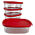 Kit Tupperware Ultra Clear Oval 500ml Transparente e Vermelho 4 peças - Imagem 4