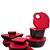 Tupperware Kit BEA Zen Line e Cristalwave Nível 3 Preto e Vermelho 9 Peças - Imagem 1