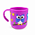 Caneca Infantil Coruja Emborrachada Alto Relevo 3D 200ml Roxo Fúcsia - Imagem 1