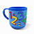 Caneca Infantil Numeros Emborrachada Alto Relevo 3D 200ml Azul - Imagem 1