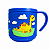 Caneca Infantil Dino T-Rex Emborrachada Alto Relevo 3D 250ml Azul - Imagem 4