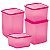 Tupperware Refri Line Quadrado Rosa kit 4 peças - Imagem 1