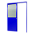 Porta De Correr Suspensa Azul com Vidro Direita - 210x80 - Imagem 1