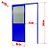 Porta De Correr Suspensa Azul com Vidro Direita - 210x80 - Imagem 3