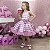 Vestido Infantil Barbie Filme Xadrez Rosa Brilho - Imagem 1