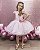 Vestido Infantil Barbie Estrela Rosa Brilho - Imagem 5