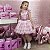 Macacão + Saia Removível Infantil Barbie Rosa Paetê - Imagem 1