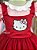 Vestido Infantil Hello Kitty Jardineira Vermelho e Rosa - Imagem 4