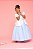 Vestido Infantil Princesa Cinderela Brilho Azul e Branco - Imagem 4