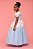 Vestido Infantil Princesa Cinderela Brilho Azul e Branco - Imagem 3