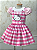 Vestido Infantil Hello Kitty Jardineira Xadrez - Imagem 1